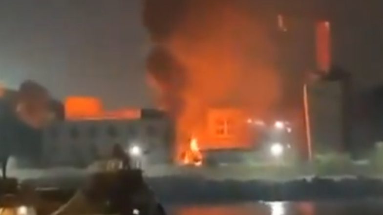 Naval Dockyard Fire Video: Massive Blaze Erupts at Waste Stockyard in Mumbai’s Naval Dockyard; Navy Says Fire Brought Under Control As No Casualty Reported