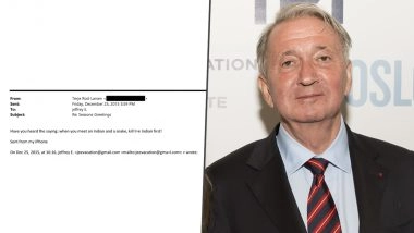 Norway Leader Terje R&oslash;d-Larsen Compares Indians to Snakes in Leaked Epstein Files Email, His Statement &lsquo;Kill Indian First&rsquo; Goes Viral