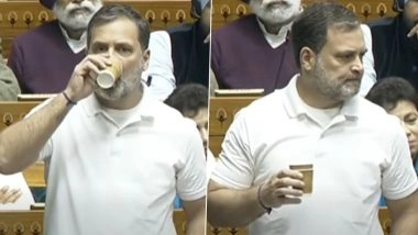 Rahul Gandhi Takes a Sip of Water Amid Heated Debate During Lok Sabha Budget Session 2026, Video Goes Viral