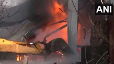 Bhopal Fire: Massive Blaze Engulfs Fabrication Factory, Warehouse Near ISBT, Multiple Fire Tenders Deployed (Watch Videos)