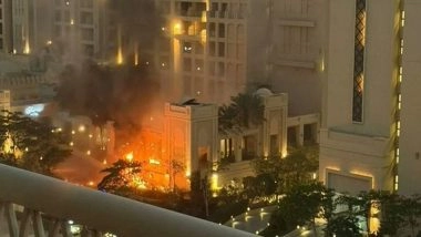Dubai’s Palm Jumeirah Hotel Hit Amid Iran-Israel Tensions: Fire Controlled After Missile and Drone Interception, 4 Injured (Watch Video)