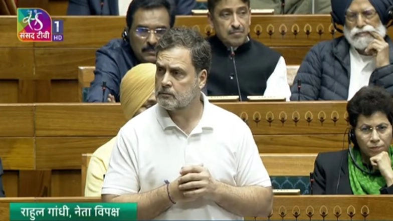 Parliament Budget Session 2026: Rahul Gandhi Says 'India&rsquo;s People Are Its Biggest Strength', Criticises Govt for Failing to Protect AI, Food and Energy in Union Budget (Watch Video)