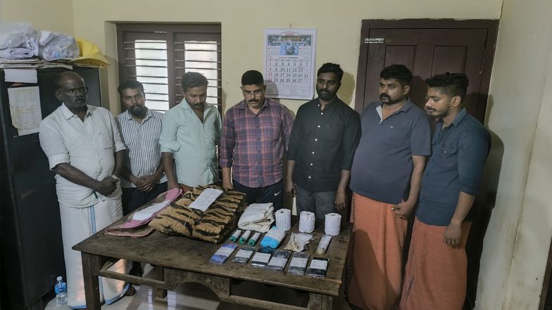 Tiger Skin Trafficking Busted in Kerala: 7-Member Gang Arrested in Kannur’s Kathirur for Attempting to Sell Tiger Skin, Teeth and Claws