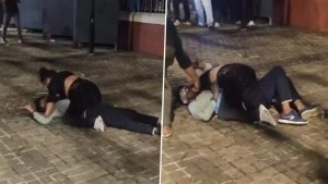 social-viral-Kerala Viral Video: Woman Pins Boyfriend on Road During Clash Over Affair in Thiruvananthapuram, Crowd Films Instead of Intervening