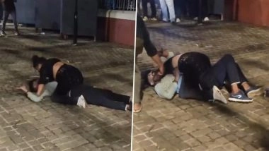 Kerala Viral Video: Woman Pins Boyfriend on Road During Clash Over Affair in Thiruvananthapuram, Crowd Films Instead of Intervening