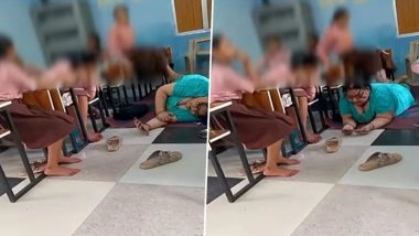 Madhu Rai Viral Video: UP School Principal Seen Getting ‘Foot Massage’ From Students in Chitrakoot, Suspended
