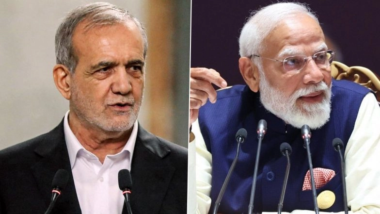 PM Narendra Modi Discusses Escalating West Asia Tensions With Iranian President Masoud Pezeshkian, Stresses Indian Nationals’ Safety and Uninterrupted Energy Transit