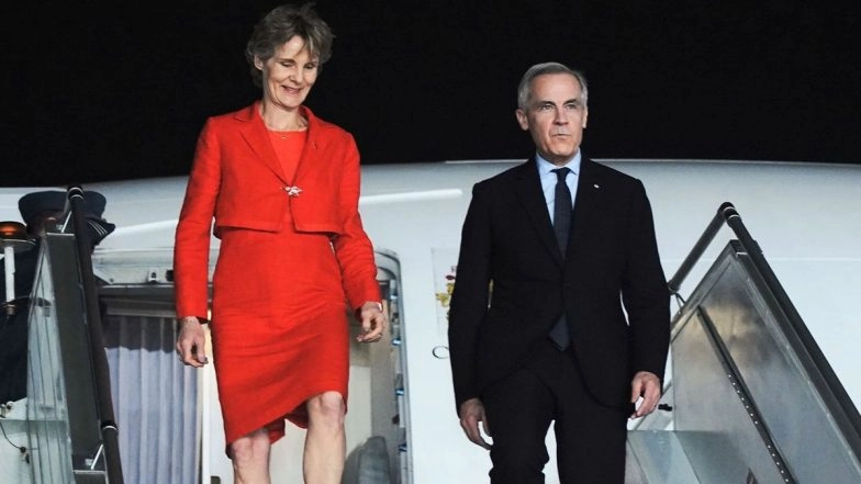 Canadian PM Mark Carney Arrives in Delhi; High-Level Talks With PM Narendra Modi Scheduled for Monday (See Pics)