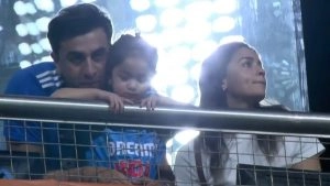 sports-Ranbir Kapoor, Alia Bhatt and Daughter Raha Cheer for Team India at Wankhede During T20 World Cup 2026 Semi-Final (View Post)