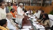 Nitish Kumar, Bihar CM, Files Nomination Papers for Rajya Sabha Polls Amid Protests by JD(U) Workers (Watch Videos)