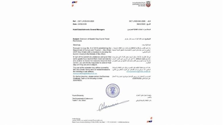 Abu Dhabi Orders Free Hotel Extensions for Tourists Stranded by Flight Disruptions, Internet Reacts