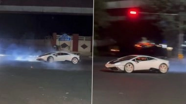 Lamborghini Owner Booked for High-Speed Drifting Stunt on Bengaluru’s MG Road (Watch Video)
