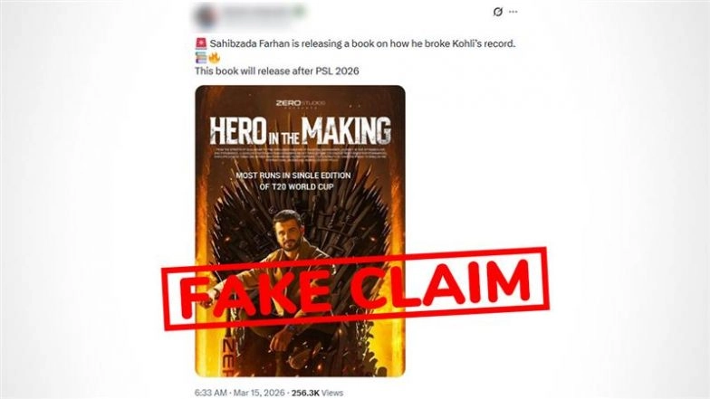 Fact Check: Is Sahibzada Farhan Releasing a Book on How He Broke Virat Kohli's Record During T20 World Cup 2026?