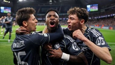 Real Madrid Advance to UEFA Champions League 2025-26 Quarter-Finals After Vinicius Jr Brace Downs 10-Man Manchester City