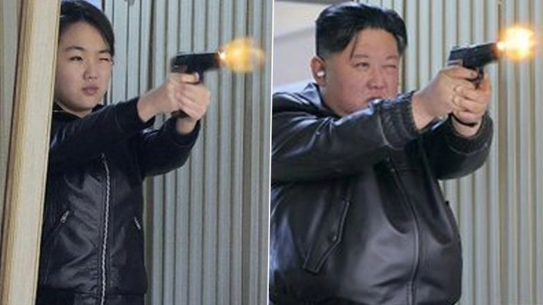 Kim Jong Un and His Daughter Ju Ae Seen Firing Pistols at North Korean Shooting Range; Pics Surface