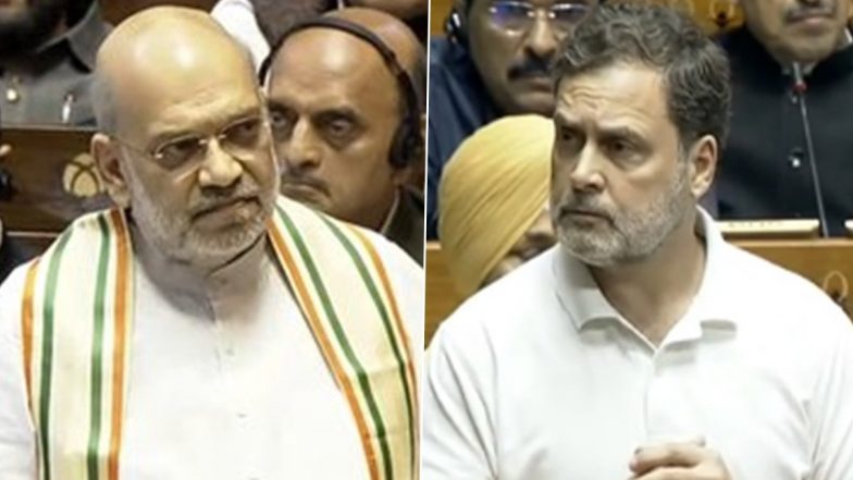 Amit Shah Targets Rahul Gandhi Over Foreign Visits in Lok Sabha (Watch Video)