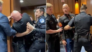 US Viral Video: Senator Tim Sheehy Helps Security Throw Out Anti-War Protester Brian McGinnis From Capitol Hill Hearing for Protesting Iran War