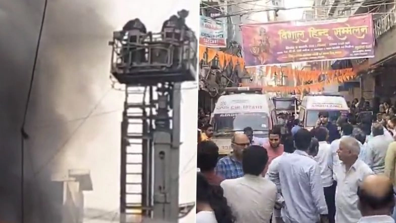 Delhi Fire Tragedy: 7 Killed, Including 3 Children, in Palam Building Blaze; Several Feared Trapped (Watch Videos)