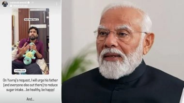 PM Narendra Modi Shares Social Media Influencer Yuvraj Dua’s Instagram Reel, Urges People To Cut Sugar Intake and Stay Fit (Watch Video)