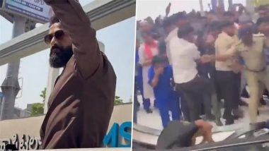 Jr NTR Mobbed at Bengaluru Hospital During Inauguration Event; Escalator Damaged in Fan Frenzy (Watch Videos)