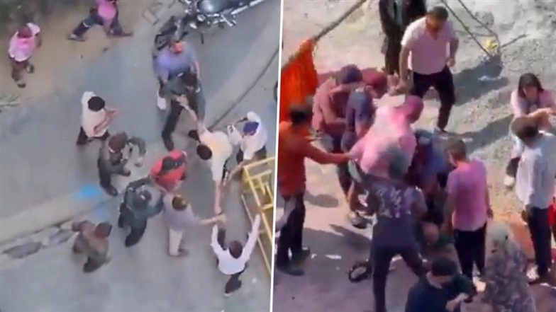 Holi Turns Violent in Greater Noida: Guards, Residents Clash With Sticks in Shri Radha Sky Garden Society; 10 Arrested as Video Goes Viral
