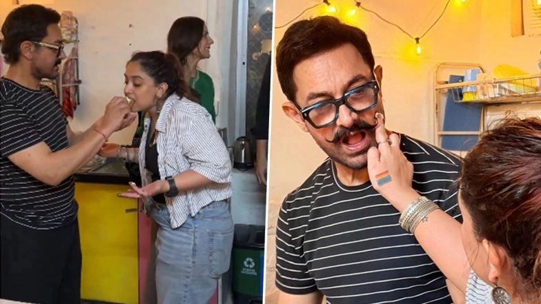 Ira Khan Puts Cake on Dad Aamir Khan&rsquo;s Face: 'Now It&rsquo;s a Real Birthday Party' (Watch Video)
