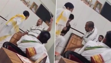 Ujjain Viral Video: Maharshi Sandipani National Institute of Vedic Studies Teacher Caught on Camera Beating Student With Stick for Sleeping on Classmate&rsquo;s Bed