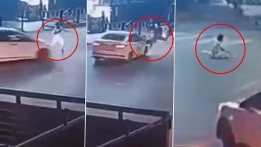 Varanasi Accident Caught on Camera: Speeding Car Hits Pedestrians, 4 Injured; Video Surfaces