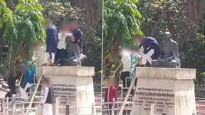 Obscene Acts With Mahatma Gandhi Statue Filmed for Reel In Bareilly During Eid Celebrations, Probe Launched After Video Goes Viral