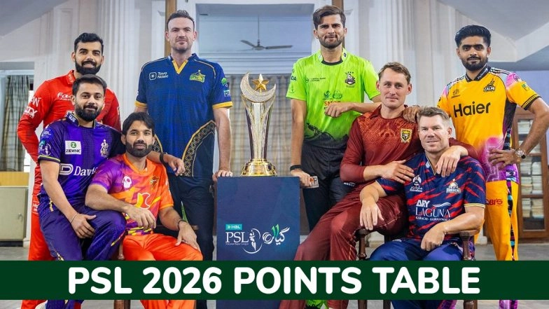 PSL 2026 Points Table With Net Run-Rate: Lahore Qalandars Lead Standings After Win in Opener