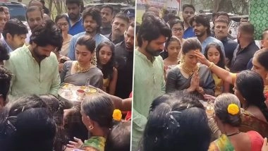 Newlyweds Rashmika Mandanna-Vijay Deverakonda Perform Satyanarayana Vratham at Actor&rsquo;s Native Place in Thummanpet (View Pic and Watch Video)
