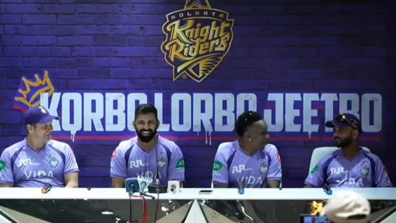 Dwayne Bravo Caught on Mic Saying 'Have 2 Chicks in My House' During KKR PC, Ajinkya Rahane Alerts Him (Watch Video)