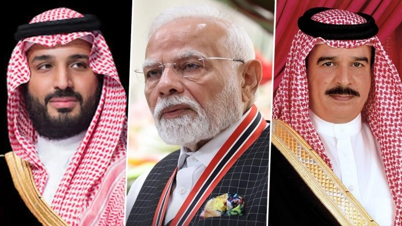 Middle East Conflict: PM Narendra Modi Dials Saudi Arabia’s Crown Prince, Bahrain King; Condemns Attacks and Discusses Safety of Indian Diaspora