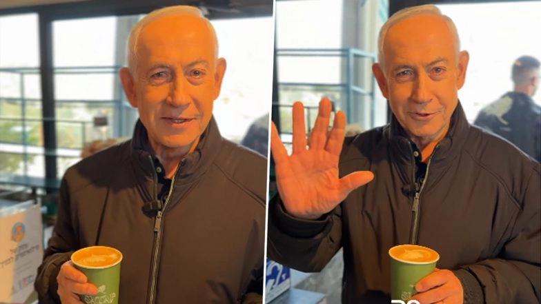 Israeli PM Benjamin Netanyahu Debunks Death Rumours, Sips Coffee, Shows 5 Fingers (Watch Video)