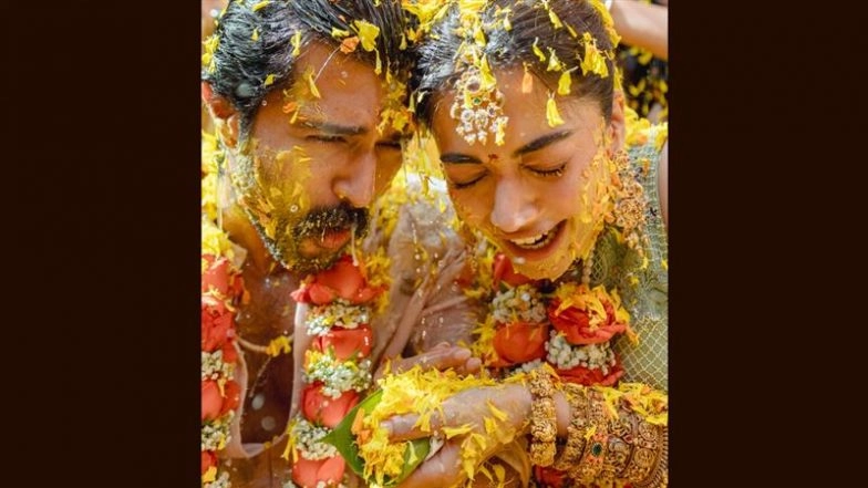 Rashmika Mandanna and Vijay Deverakonda Play Holi During Haldi Ceremony (See Pics)