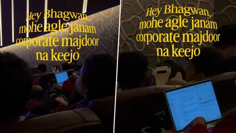Cinema or Office? Woman Working on Laptop During Dhurandhar 2 Movie Screening Sparks Viral Debate (Watch Video)