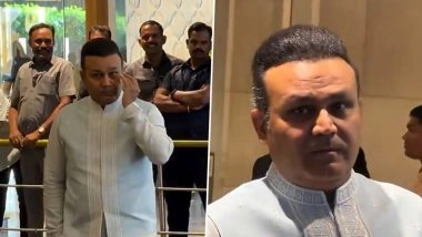 Virender Sehwag Spotted Without Wife Aarti Ahlawat at Arjun Tendulkar-Saaniya Chandhok Wedding Ceremony, Netizens Speculate 'All is Not Well' Between the Two