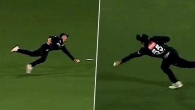 Nick Kelly Takes Spectacular One-Handed Catch To Dismiss Rubin Hermann in NZ vs SA 5th T20I 2026 (Watch Video)