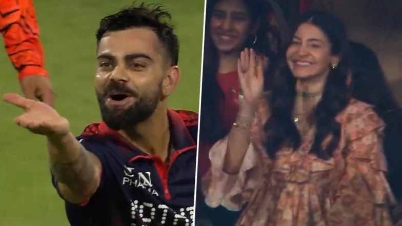 Virat Kohli Gives Flying Kiss To Wife Anushka Sharma After Guiding RCB To Victory Over SRH in IPL 2026 Opener