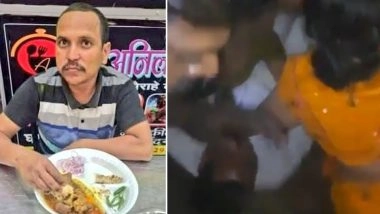 Prashant Giri Attacked: Kanpur Priest Golu Pandit Assaulted After Viral Picture Shows Him Eating Non-Veg (Watch Video)