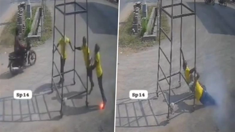 Mancherial Horror: 2 Daily Wage Workers Electrocuted After Iron Stand Touches 11 kV Power Line at Petrol Pump, Disturbing Video Surfaces