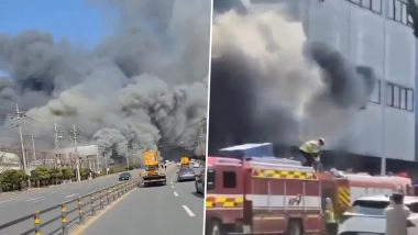 South Korea Fire: Over 50 Injured, 14 Missing After Blaze at Car Parts Plant in Daejeon (Watch Video)