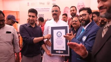 India News | Varanasi Municipal Corporation Sets World Record by Planting 2.5 Lakh Saplings in Less Than Hour