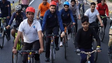 Sports News | Shooter Bhanwala, Fencer Taniksha Applaud Efforts to Promote Active Lifestyle During 63rd Fit India Sundays on Cycle