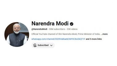 India News | 30 Million and Rising: PM Modi Sets Global Benchmark of Subscribers on YouTube