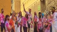 India News | Foreign Tourists Immerse Themselves in the Colours of Holi in Jaisalmer