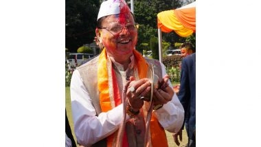 India News | Uttarakhand CM Pushkar Singh Dhami Celebrates Holi with Public at Official Residence in Dehradun