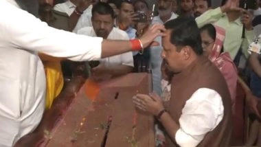 India News | Nitin Nabin Offers Prayers at Hanuman Temple in Patna Ahead of Filing Nomination for RS Polls