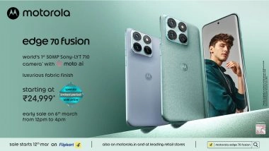 Business News | Motorola Edge 70 Fusion Launched; Early Bird Sale Today 12PM - World's First 50MP Sony LYTIA 710, Fabric Finish, 7000mAh Battery. Starting Rs. 24,999*
