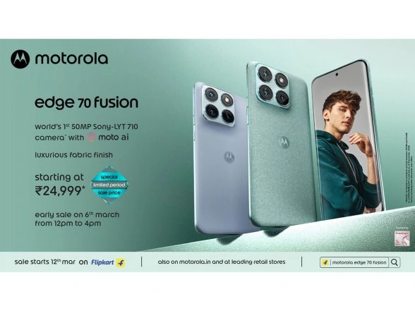 Business News | Motorola Edge 70 Fusion Launched; Early Bird Sale Today 12PM - World's First 50MP Sony LYTIA 710, Fabric Finish, 7000mAh Battery. Starting Rs. 24,999*